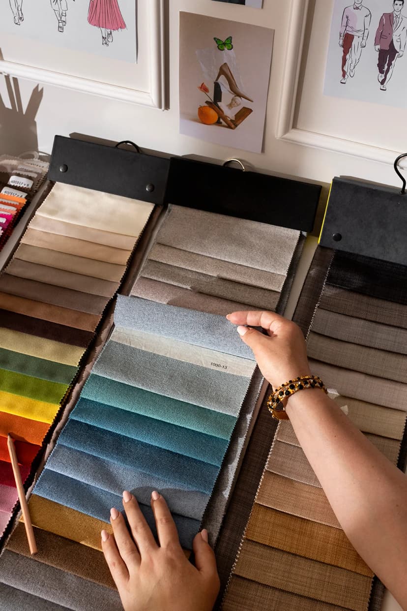 Choosing curtain fabric from multiple textile swatch samples