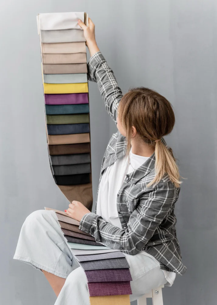 Choosing curtain fabric from multiple textile swatch samples